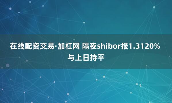 在线配资交易·加杠网 隔夜shibor报1.3120% 与上日持平
